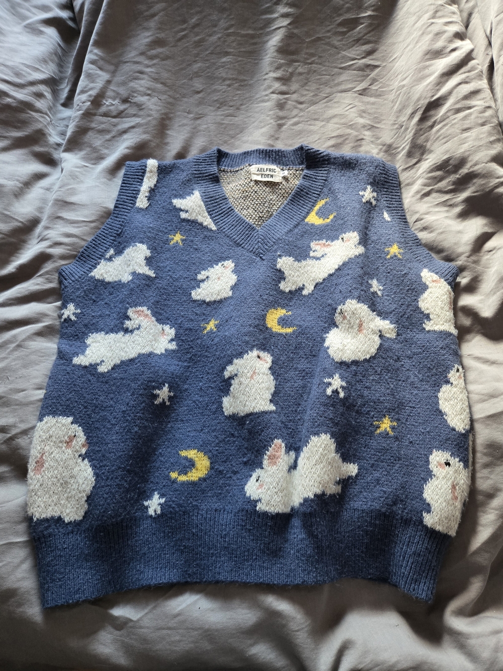 Aelfric Eden Navy Bunny Moon & Star Knit Vest